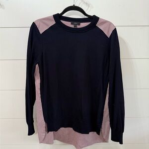 J. Crew Women's Navy and burgundy Striped Sweater